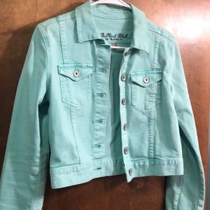 Mint cropped denim jacket
